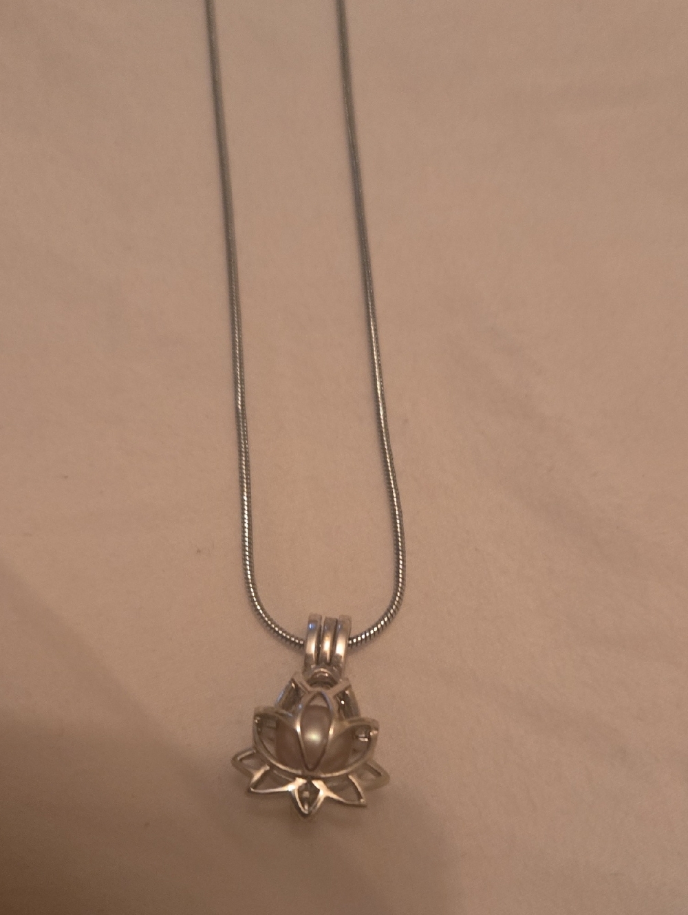 Sterling Silver Lotus Pendant Necklace - Silver
